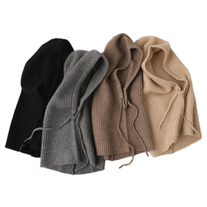 K1076 Ladies Fashionable Striped Balaclava Knitted <b>Cap</b> <b>Winter</b> Warm and Stylish Hooded Head Hat for Travel - Product Image 4
