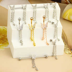 <span class=keywords><strong>Piercing</strong></span> all'ingrosso in acciaio inossidabile a forma di <span class=keywords><strong>farfalla</strong></span>, anelli per <span class=keywords><strong>ombelico</strong></span>, <span class=keywords><strong>piercing</strong></span> per capezzolo, barbell industriali, orecchini per cartilagine, <span class=keywords><strong>piercing</strong></span> per trago - Product Image 2