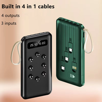 Banque d'alimentation portable mini Li-Polymère 10000mAh avec écran LED, 4 câbles intégrés, USB Type-C, haute capacité, sortie 10W, personnalisable