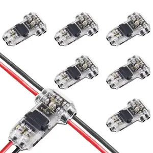 2 Wire T Type Wiring Connector, No Wire Stripping, 2 Pin Double T Tap Quick Connector for Wire Connecting LED Strip Light