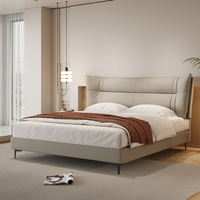 Nueva cama doble simple moderna de lujo ligera Cama doble simple moderna de estilo suave