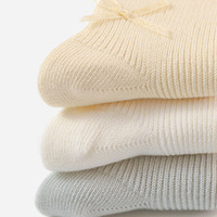Chaussettes bébé respirantes à volants de couleur unie, décorées d'un joli nœud, chaussettes en coton sans couture pour nouveau-né, chaussettes pour bébé fille