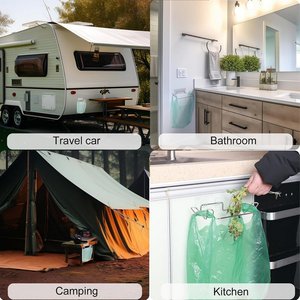 Contenedores de basura para colgar adhesivos de pared con base de pegatina de pared, soporte de bolsa de basura de acero inoxidable para cocina, colgador de bolsa debajo del fregadero - Product Image 5