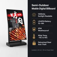 Pantalla Publicitaria Digital Semioportátil de 43 y 49 Pulgadas, Funciona con Batería, Resistente al Agua, Señalización Móvil con Ruedas