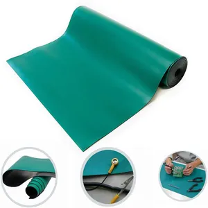 Ketebalan 2Mm Kembali Hijau Anti-Kelelahan Lantai Anti-Slip Anti-Statis Meja Kerja 2 Lapisan Anti-Static ESD Mat