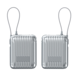 Cargador Portátil Mini Palm Power Bank Plateado con Textura de Fábrica, Cable Desmontable Universal, Carga Rápida PD, Multi-Puerto - Product Image 1