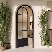 Puertas de vidrio de acero internas modernas Puerta corredera interior de diseño exquisito Puertas francesas arqueadas de vidrio de acero