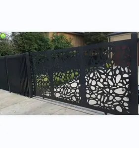 Courtyard Custom Jede Farbe Outdoor Metall geschnitzt ausgehöhlt Laser geschnittene Aluminium Garden Yard Gates Schiebe zaun Tore
