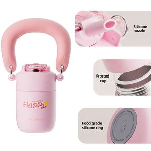 كوب قهوة مخصص قابل لإعادة الاستخدام من الفولاذ المقاوم للصدأ سعة 12 أونصة مع قشة ومقبض، مثالي لمشروبات السفر - Product Image 4