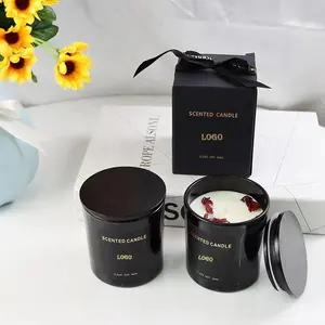 Luxury Dropshipping Custom Premium Black Scented Candle Private Label Scented Candle In Glass Jar