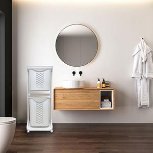 Cestas de Almacenamiento Modernas y Ecológicas de Plástico PP para Baño, Diseño con Ruedas para Ropa, Lavandería y Hogar - Product Image 4