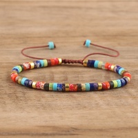 Pulsera de Cuentas de Turquesa de 2x4mm para Mujer, Tejida a Mano, Ajustable, Joyería de Piedra Natural y Cristal para Meditación y Sanación