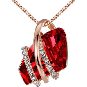 Collier avec pendentif en pierre de vœux, plaqué or rose 18 carats, design géométrique en cristal, chaîne à maillons vintage, bijoux cadeau pour femme - Product Image 1