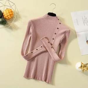 Pulls à col roulé pour femmes, en laine/nylon, fins, tricotés, moulants, doux, élastiques, à manches longues, couleur unie, avec logo sur le devant - Product Image 5