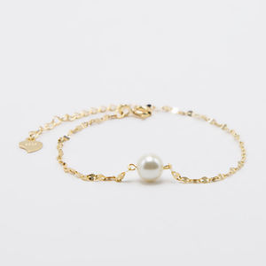 925 Sterling <b>Silver</b> Adjustable Pearl <b>Charm</b> <b>Bracelet</b> with Real Gold Plating Ready to Ship - Product Image 2