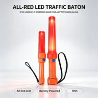 Bâton de signalisation LED rouge intégral, alimenté par batterie, IP65, portatif, pour le guidage d'aéronefs en aéroport, vente en gros OEM Lzk