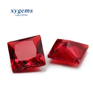 Pierres précieuses à facettes en verre rouge, de forme carrée, motif princesse, 24 pierres