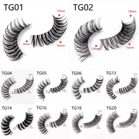 Faux cils en bande complète, effet naturel, avec bande invisible transparente, courbure D russe, tige hyaline, 3D multicouche, en vison synthétique, logo personnalisé