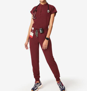 Personalizado cuello en V Hospital uniformes enfermería Tops <span class=keywords><strong>Jogger</strong></span> pantalones uniforme mujeres quirúrgico enfermera Scrub trajes uniforme médico manga corta - Product Image 5