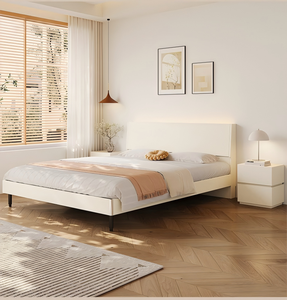XHA Modern Minimalist Solid Oak <b>Wood</b> Platform Bed Pneumatic <b>Storage</b> Bed Chinese Design Full Size Bed <b>Underbed</b> Cabinet Lighted - Product Image 2