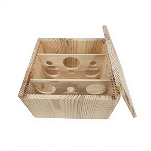 Boîte en bois d'acacia faite à la main, forme rectangulaire, découpes circulaires, pour cadeaux, artisanat, rangement, fabriquée au Vietnam par Thanhs Tung Thinh Co. Ltd, sur mesure - Product Image 1