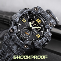 Jam Tangan Olahraga Pria SKMEI 1637 Kasual Analog Digital LED Alarm 3 Waktu Dual Japan Stop Watch Tali Plastik Silikon/Resin