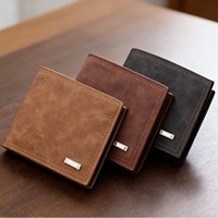 Dompet Kartu Windows Money Pockets, Lipat Pendek untuk Bisnis, Kulit PU Anti Maling RFID, Desain Benang Terbuka, Aksen Berlian Poliester