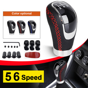 Car Gear <b>Shift</b> <b>Knob</b> Universal Black Leather Chrome 5 6 Speed Ergonomic Design - Product Image 5