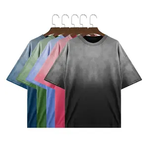 Sun faded style vintage boxy fit blank tee shirts oversize loose soft skin touch distressed t shirt