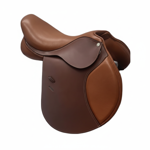 Selle de cheval en cuir personnalisée Siège en cuir souple de vache Rouleau de genou détachable Arbre en plastique Style anglais classique MVE-SD-35 EQUIHAWK - Product Image 1