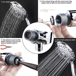 Juego de cabezal de ducha con 5 configuraciones de rociado, accesorio de ducha portátil redondo ajustable para baño - Product Image 4