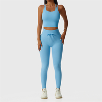 Ensemble de Yoga avec débardeur côtelé sans couture, vêtements de gymnastique de sport, ensembles de Fitness jaunes