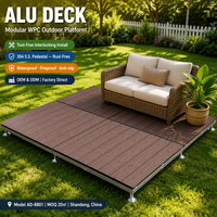 Système de terrasse modulaire WPC, écologique, antidérapant, en composite co-extrudé pour jardin et extérieur, avec pieds de support réglables