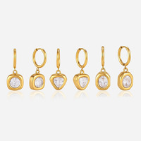 JD 18K Gold Edelstahl Geometrische Achteck Quadrat Tropfen-Ohrringe Oval Rund CZ Hypoallergener Minimalistischer Eleganter Schicker Schmuck