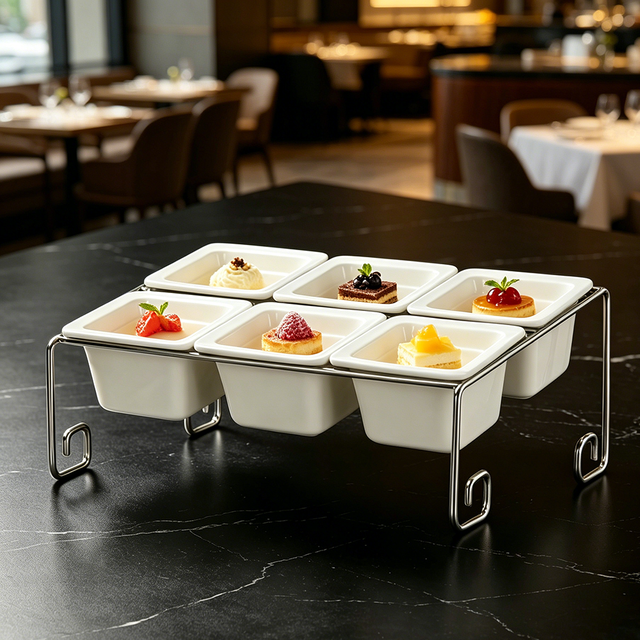 FLEY Elegant Ceramic Buffet Riser Display Stand Multipurpose Fruit Cake Serving Tray for Restaurant Party Banquet Use