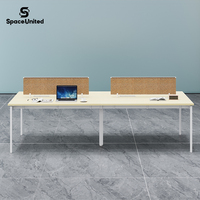 Poste de travail modulaire SpaceUnited avec écran de confidentialité, bureau ouvert pour 2 personnes avec panneau acoustique et piédestal mobile