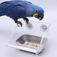 Vente en gros directe d'usine : Mangeoire portable pour perroquets en acrylique étanche et anti-déversement en acier inoxydable pour animaux de compagnie