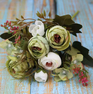 LA100 в европейском стиле ручной работы искусственный шелк пион маленькая ручка высокое качество свадебное украшение букет для дома, обратно в школу - Product Image 2