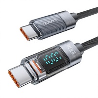 Câble de charge rapide USB C vers USB C PD 100W en nylon tressé de 1 m avec affichage numérique de la puissance pour smartphones et ordinateurs portables