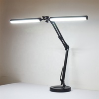 Lampe de bureau LED double tête réglable sur pied, moderne, DC, 3 modes, 10 niveaux de luminosité, intensité variable, pliable et flexible