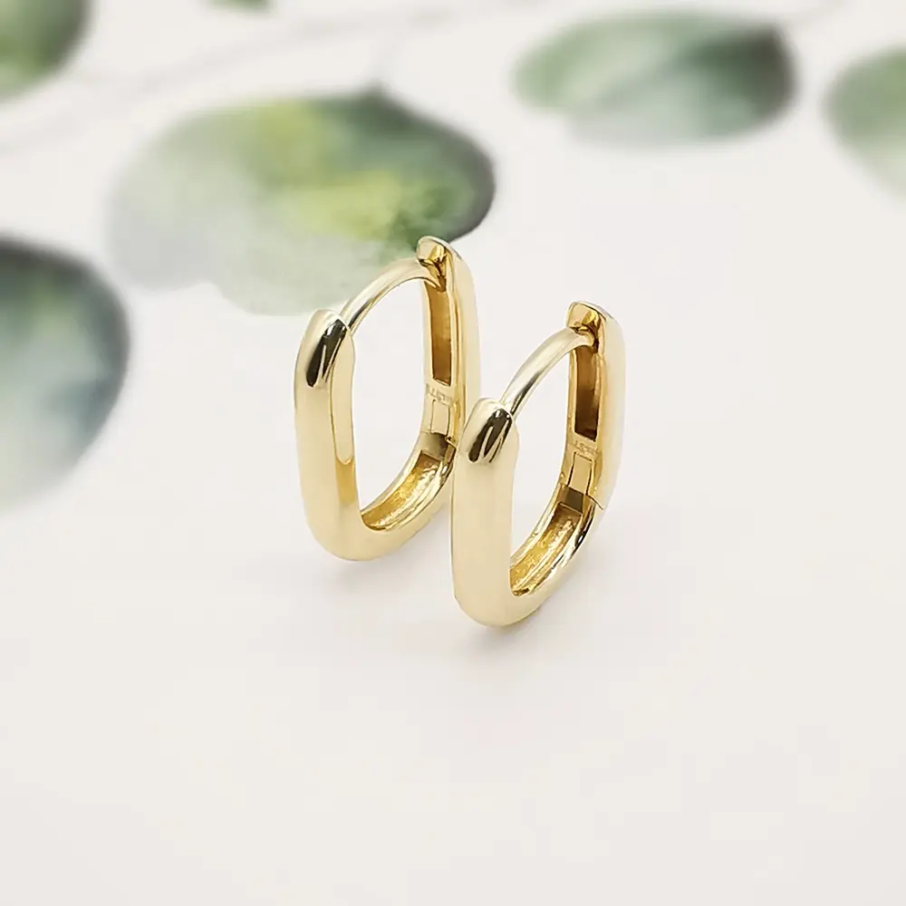 1000S Custom 9K Real Gold Earrings 9k Solid Gold Huggie Earrings For Women Fine Jewelry