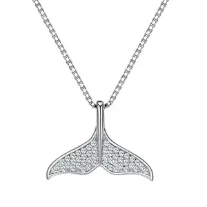 Silver Charm Simple Animal Pendant Women's Exquisite Zircon Mermaid Necklace