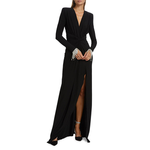 teal and black prom dress A Line Spaghetti Straps Black Long Prom Dress With Split PG730 US8 / Custom Color