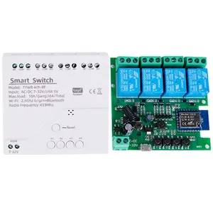 Module de télécommande WiFi AC85V 220 250V DC7V 32V RF Récepteur Interlock Inching 4CH Relais Commutateur Module Tuya Smart Switch