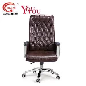 Foshan gangzhibao estilo europeo de cuero de lujo jefe silla de aluminio ejecutivo de sillas de oficina