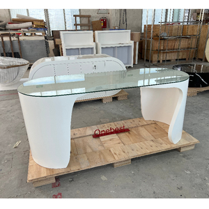 Trắng corian bàn làm việc mới nhất thiết kế văn phòng bàn Tên tấm hiện đại Ông Chủ văn phòng bàn với đèn - Product Image 6