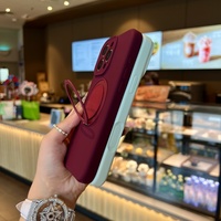 Meilleure coque de téléphone portable magnétique en silicone liquide véritable avec support rotatif à 360° pour iPhone 13 15 16 17 Pro Max avec emballage de vente au détail