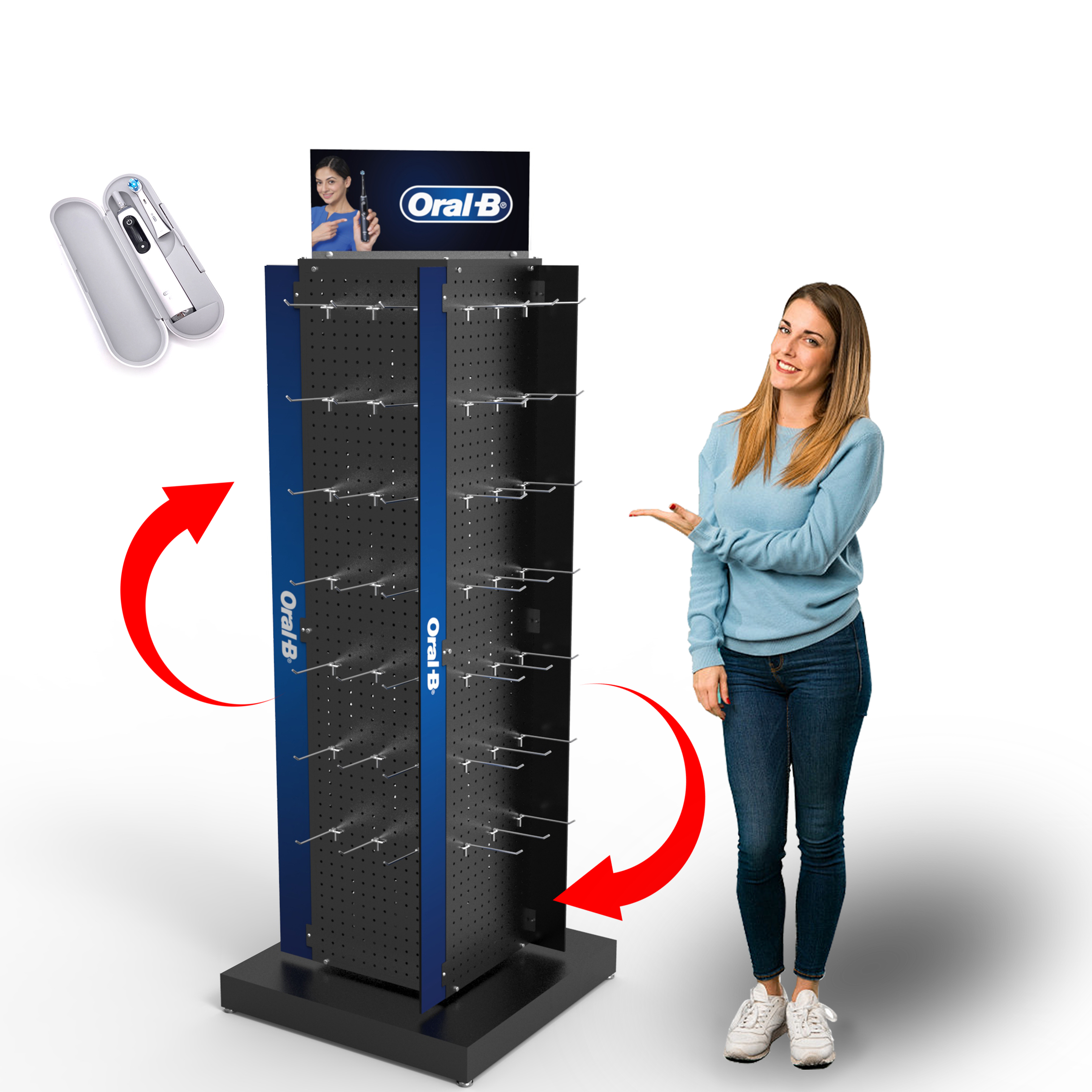 Apache Customized Double-Sided Heavy Duty Rotatable Modern Powder Coated Metal Supermarket Display Rack for Electric Toothbrush — view 1