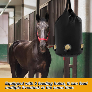 Sac à foin pour chevaux et chèvres en tissu Oxford écologique grande capacité, mangeoire lente multi-trous en cuir pour alimentation simultanée, qualité supérieure - Product Image 4