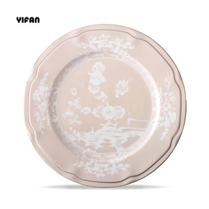 White Ink Vintage Decorative Plant Dishes Ceramic Porcelain Luxury <b>Dinnerware</b> Set Custom Italian Style Bone China Eco-Friendly - Product Image 3